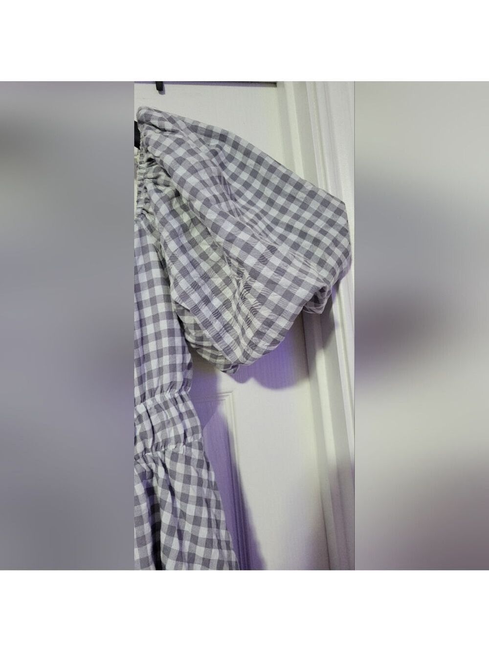 MIMOSA | Gingham Dress | Gray and White | Size M - Picture 5 of 10